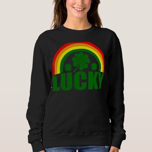 Lucky Irish Four Leaf C St Patrick's Day Rainbow Trui (Voorkant)