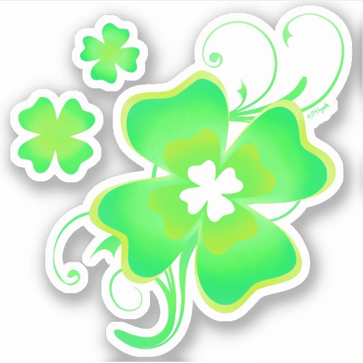 Lucky Irish Four Leaf Clover Sticker (Voorkant)