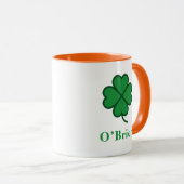 Lucky Irish Green Clover Personalized Coffee Mug (Devant droit)