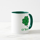Lucky Irish Green Clover Personalized Coffee Mug (Devant droit)