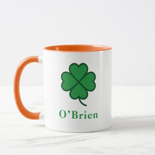 Lucky Irish Green Clover Personalized Coffee Mug Mok (Links)
