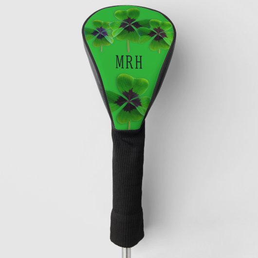Lucky Irish Green Monogram Initialen Gepersonalise Golfheadcover (Voorkant)