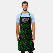 Lucky Irish Green Shamrock Pattern Black Monogram Schort (Gedragen)