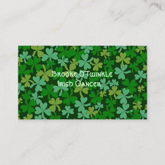 Lucky Irish Green Shamrocks Custom Visitekaartje (Voorkant)
