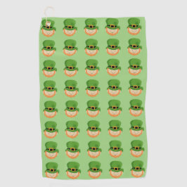 Lucky Irish Leprechaun met shamrock in zijn pet Golfhanddoek