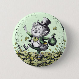 Lucky Irish Leprechaun Ronde Button 5,7 Cm