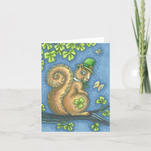 LUCKY IRISH LEPRECHAUN SQUIRREL NOTE KAART leeg