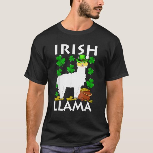 Lucky Irish Llama Shamrock St Patrick Day Animal G T-shirt (Voorkant)