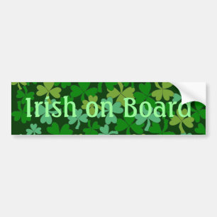 Lucky Irish on board Green Shamrocks Custom Bumpersticker