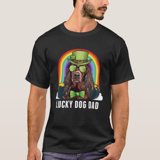 Lucky Irish Setter Dog Dad St Patricks Day T-shirt (Voorkant)