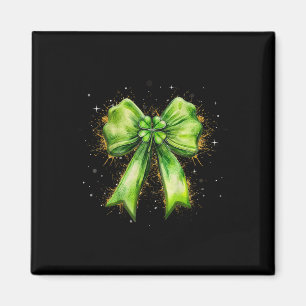 Lucky Irish Shamrock Coquette Bow St. Patrick's Da Magneet