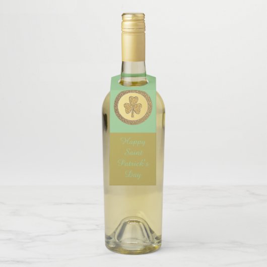 Lucky Irish Shamrock Gold Coin Custom Flessenhanger (Op fles)
