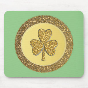 Lucky Irish Shamrock Gold Coin Muismat