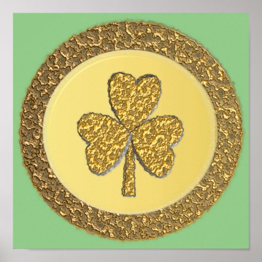 Lucky Irish Shamrock Gold Coin Poster (Voorkant)