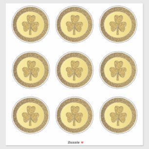 Lucky Irish Shamrock Gold Coin Sticker