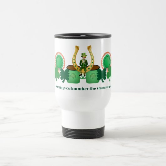 Lucky Irish Shamrocks Blessings Saint Patricks Day Reisbeker (Center)