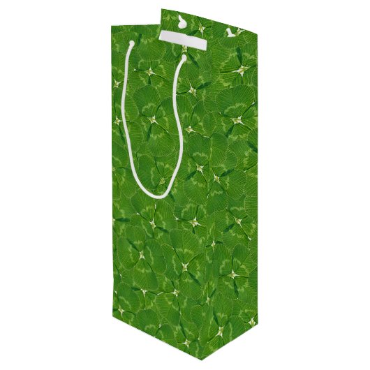 Lucky Irish Shamrocks Wijn Cadeautas (Achterkant Gekanteld)