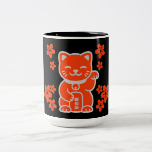 Lucky Japanese Maneki-neko Tweekleurige Koffiemok