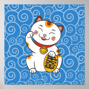 Lucky Japans Calico Cat Maneki Neko Poster