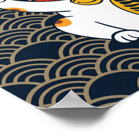 Lucky Japans Calico Cat | Maneki Neko Poster (Hoek)