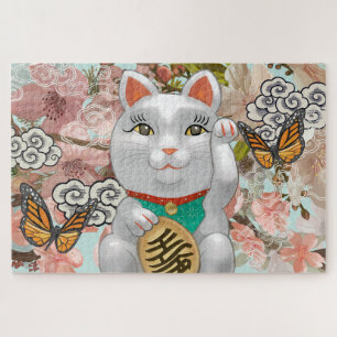 Lucky Japanse kat Bloembloesems Legpuzzel