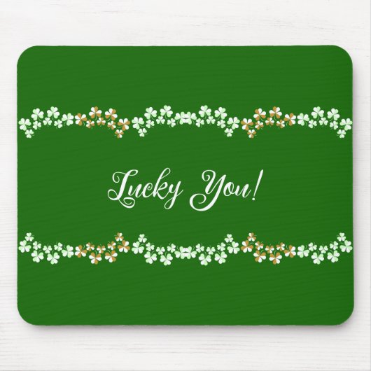 Lucky Je Groene Shamrocks Saint Patrick's Day Muismat (Voorkant)