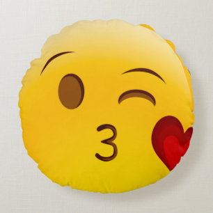 Lucky Kiss Emoji Rond Kussen