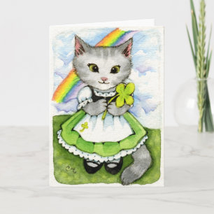Lucky Kitten - Cute Irish St. Patrick's Cat Card Kaart