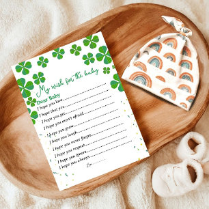 Lucky kleine shamrock wens voor baby shower briefkaart