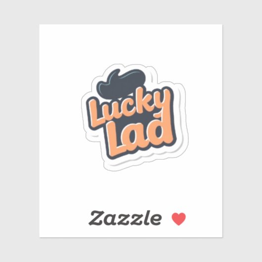 Lucky Lad St Patricks Day Kids Shamrock Sticker (Vel)