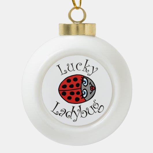 Lucky Ladybug in Red Keramische Bal Ornament (Voorkant)