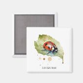 Lucky Ladybug op Leaf Magneet (Voorkant / Achterkant)