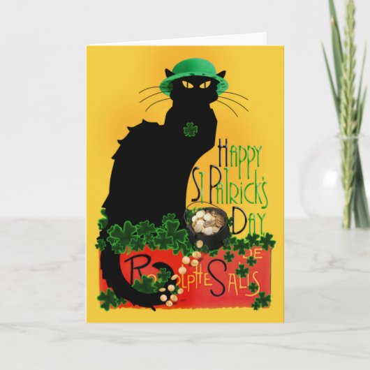 Lucky Le Chat Noir St. Patrick's Day Kaart (Voorkant)