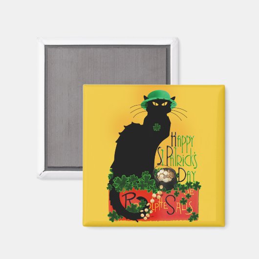 Lucky Le Chat Noir St. Patrick's Day Magneet (Voorkant / Achterkant)
