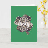 Lucky Leopard Print Shamrock St. Patrick's Day Kaart (Gele Bloem)