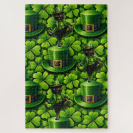 Lucky leprechaun black cat jigsaw puzzle Saint Pat Legpuzzel