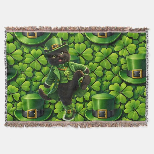 Lucky leprechaun black cat Saint Patrick's Day Pat Deken (Voorkant)