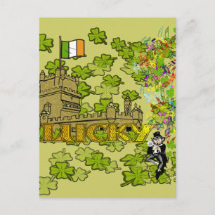 Lucky Leprechaun en Zijn Irish Castle Briefkaart