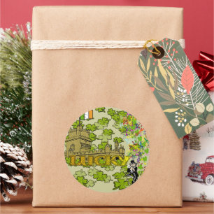 Lucky Leprechaun en Zijn Irish Castle Ronde Sticker