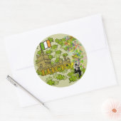 Lucky Leprechaun en Zijn Irish Castle Ronde Sticker (Envelop)
