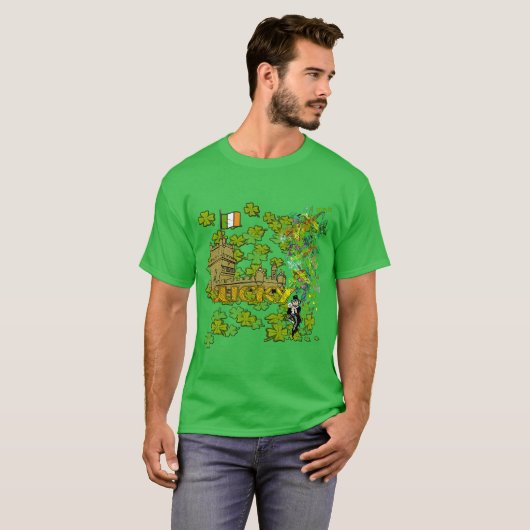 Lucky Leprechaun en Zijn Irish Castle T-shirt (Voorkant volledig)