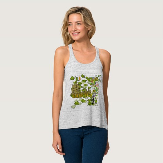 Lucky Leprechaun en Zijn Irish Castle Tanktop (Volledige Voorkant)