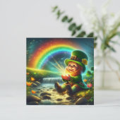Lucky Leprechaun Gold Rainbow St Patrick's Square Kaart (Staand voorkant)