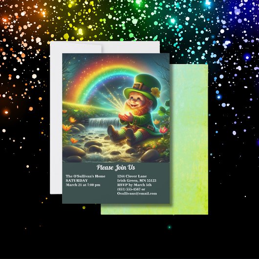 Lucky Leprechaun Goud & Regenboog St. Patrick's Da Kaart