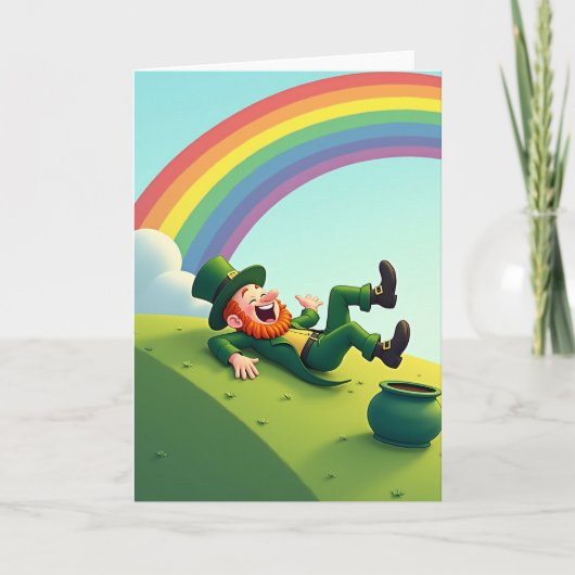Lucky Leprechaun Laughing Card Kaart (Voorkant)