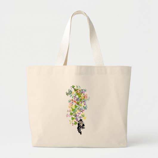 Lucky Leprechaun met shamrocks Grote Tote Bag (Voorkant)
