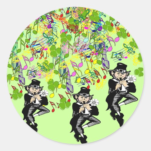 Lucky Leprechaun met shamrocks Ronde Sticker (Voorkant)