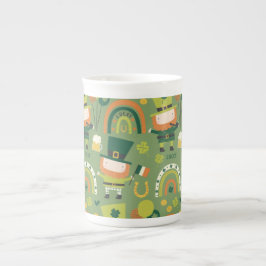 Lucky Leprechaun Print, Shamrock Gift Pattern Porselein Kop