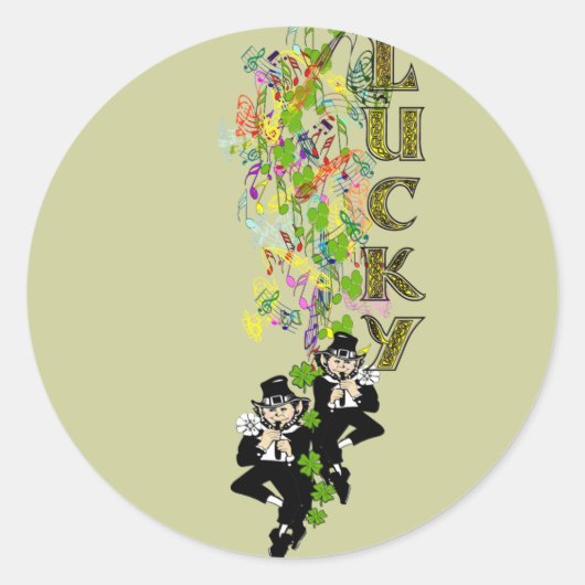 Lucky Leprechaun Ronde Sticker (Voorkant)