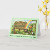Lucky Leprechaun St Patrick's Day Card Kaart (Gele Bloem)